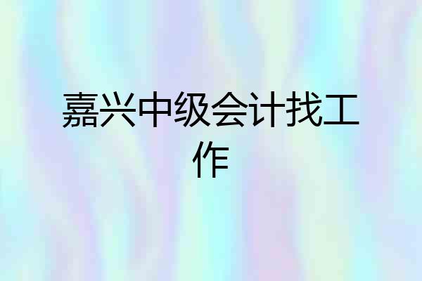 嘉兴中级会计找工作