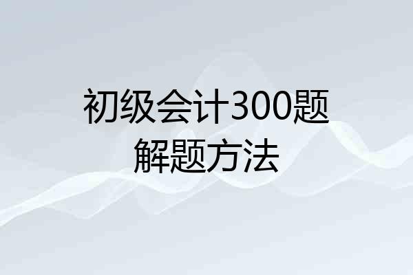 初级会计300题解题方法
