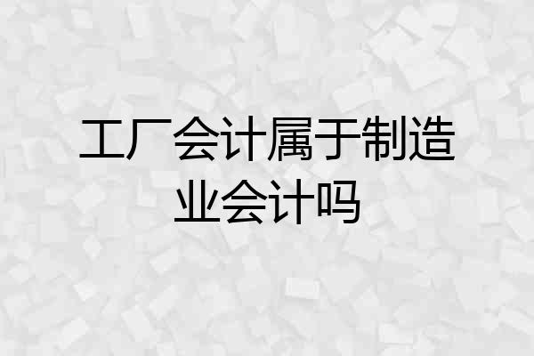 工厂会计属于制造业会计吗