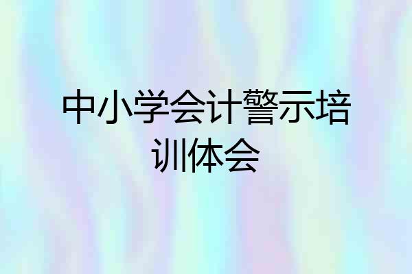 中小学会计警示培训体会