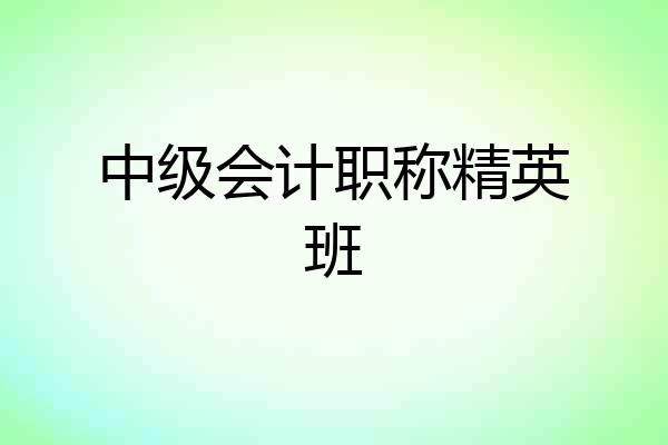 中级会计职称精英班