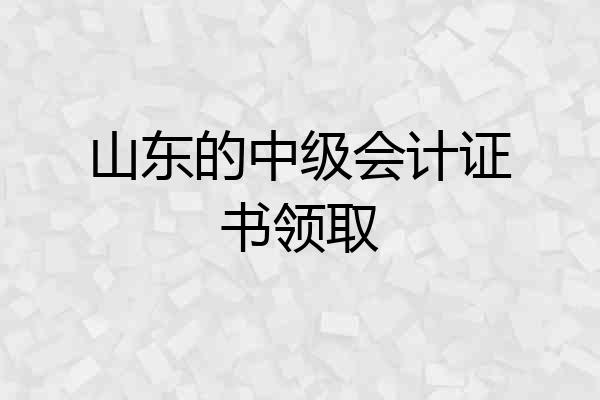 山东的中级会计证书领取