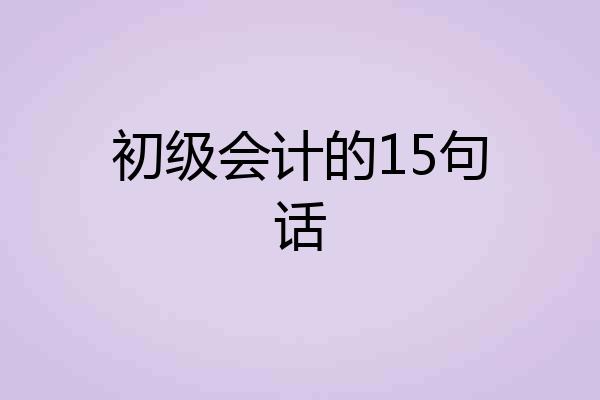 初级会计的15句话
