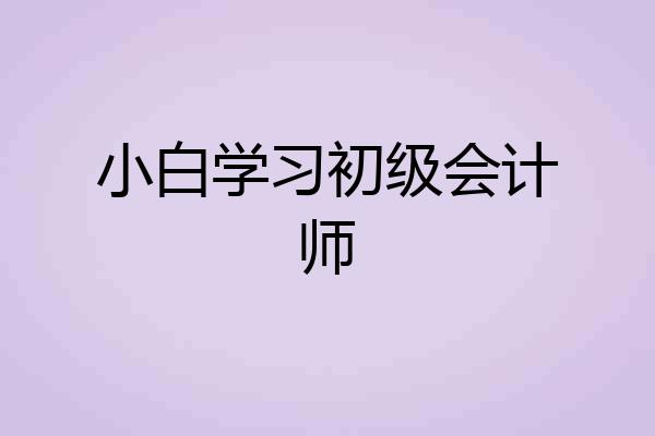 小白学习初级会计师