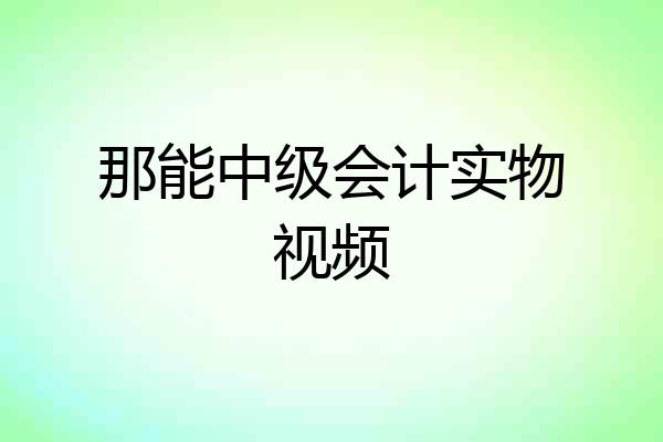 那能中级会计实物视频
