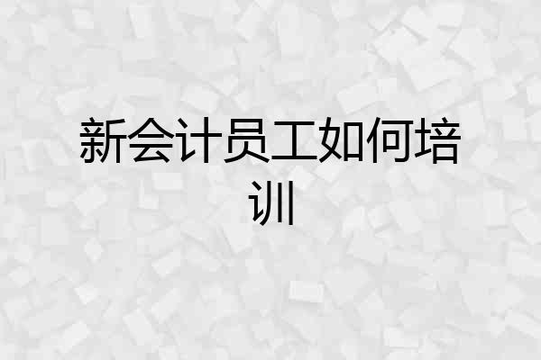 新会计员工如何培训