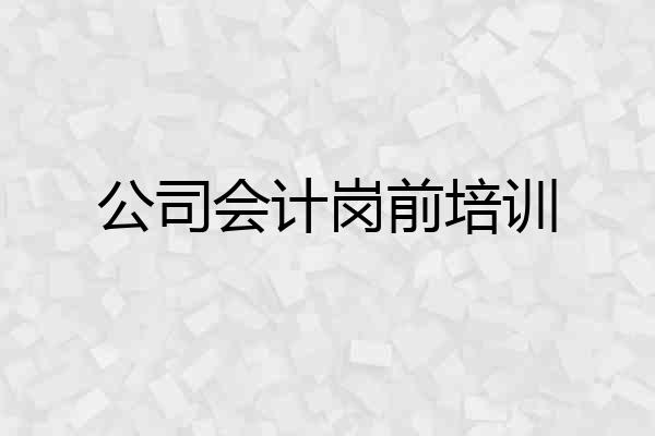 公司会计岗前培训