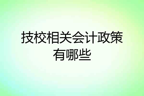 技校相关会计政策有哪些