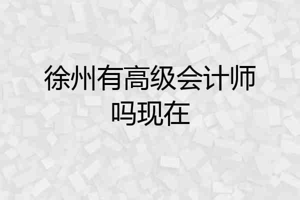 徐州有高级会计师吗现在