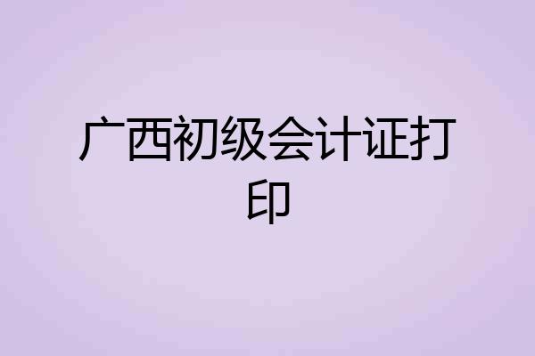 广西初级会计证打印