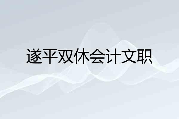 遂平双休会计文职
