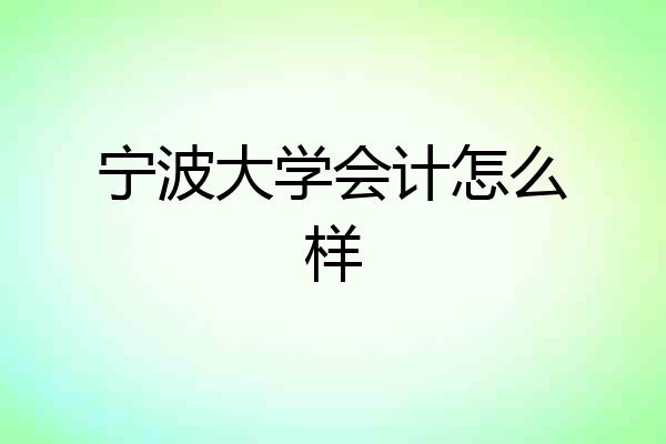宁波大学会计怎么样
