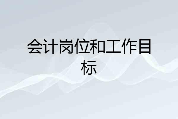 会计岗位和工作目标