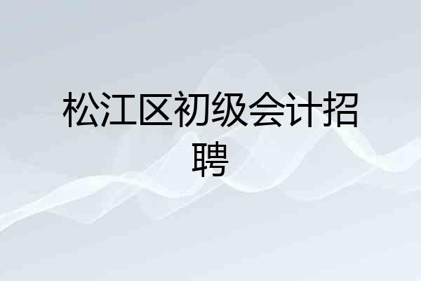 松江区初级会计招聘