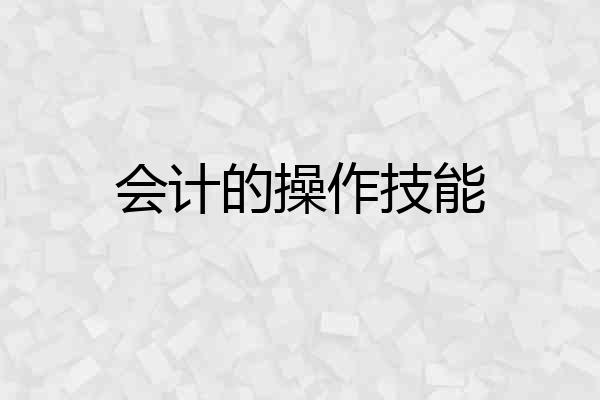 会计的操作技能