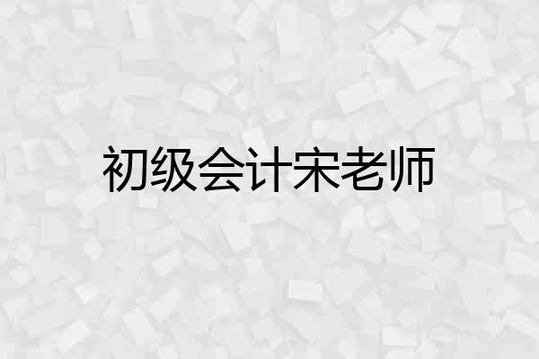 初级会计宋老师