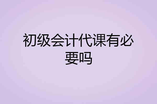 初级会计代课有必要吗