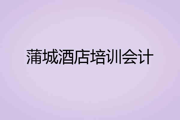蒲城酒店培训会计