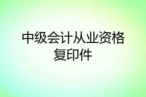 中级会计从业资格复印件