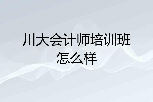 川大会计师培训班怎么样