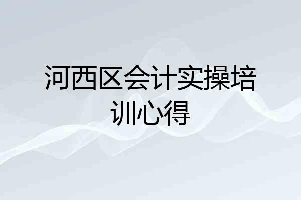 河西区会计实操培训心得