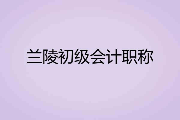 兰陵初级会计职称