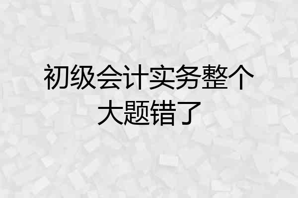 初级会计实务整个大题错了