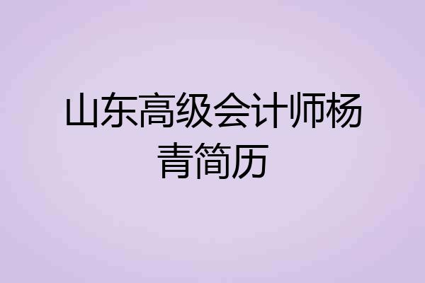 山东高级会计师杨青简历