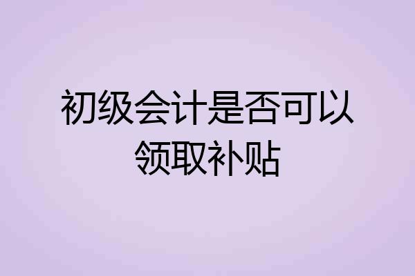 初级会计是否可以领取补贴