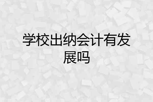 学校出纳会计有发展吗