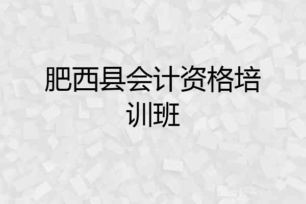 肥西县会计资格培训班