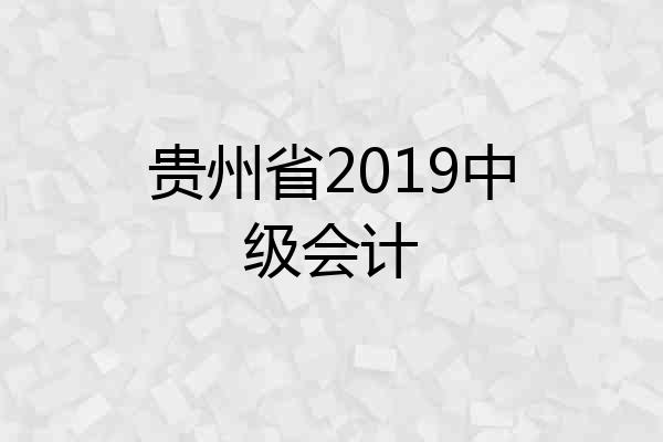 贵州省2019中级会计