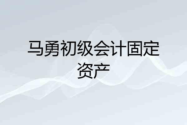 马勇初级会计固定资产