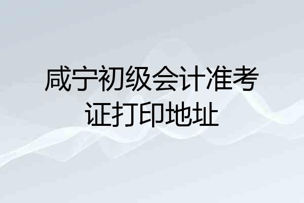 咸宁初级会计准考证打印地址