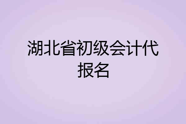 湖北省初级会计代报名