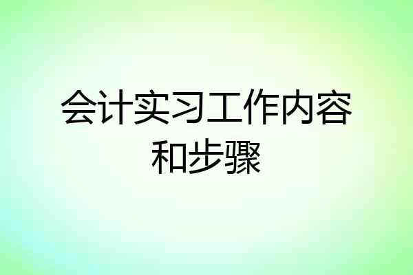 会计实习工作内容和步骤