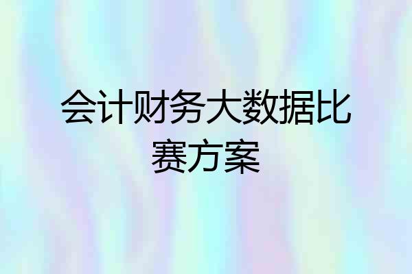 会计财务大数据比赛方案