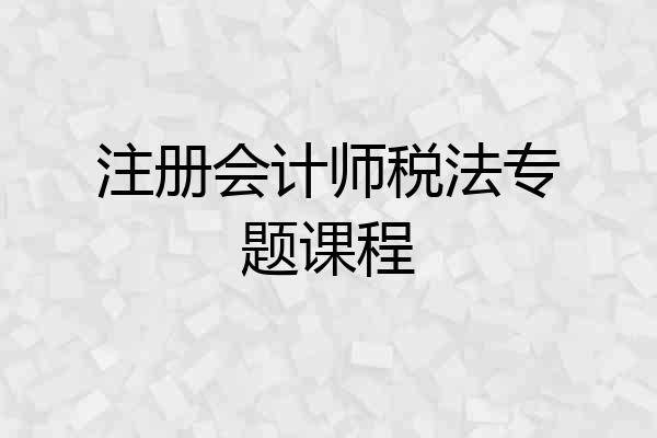 注册会计师税法专题课程