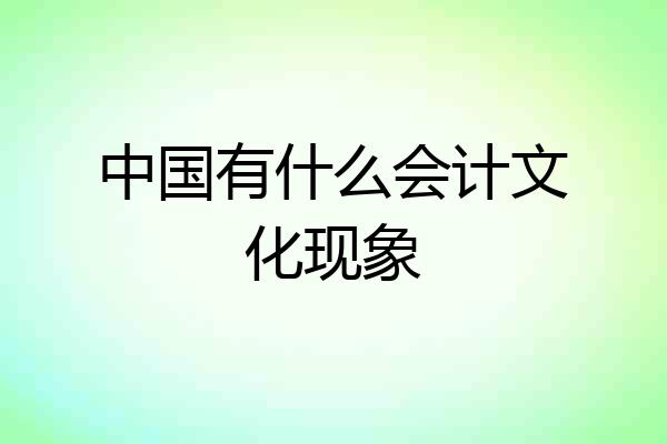 中国有什么会计文化现象