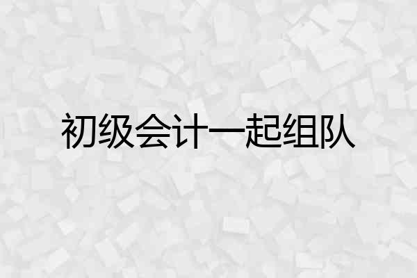 初级会计一起组队