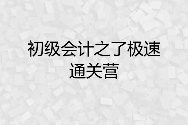 初级会计之了极速通关营