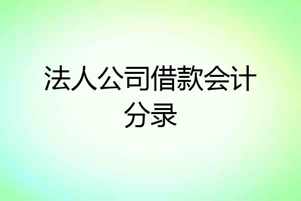 法人公司借款会计分录