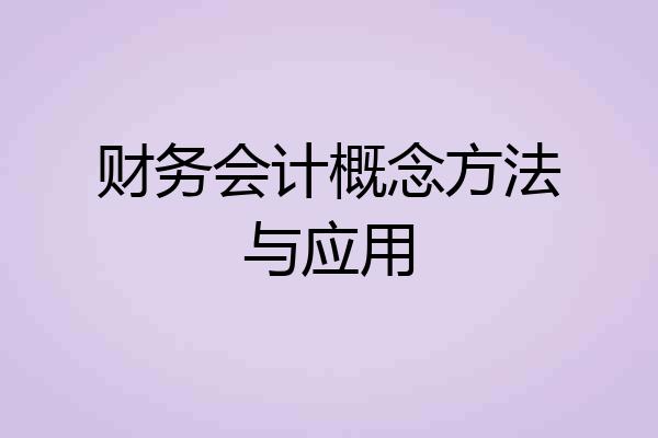 财务会计概念方法与应用
