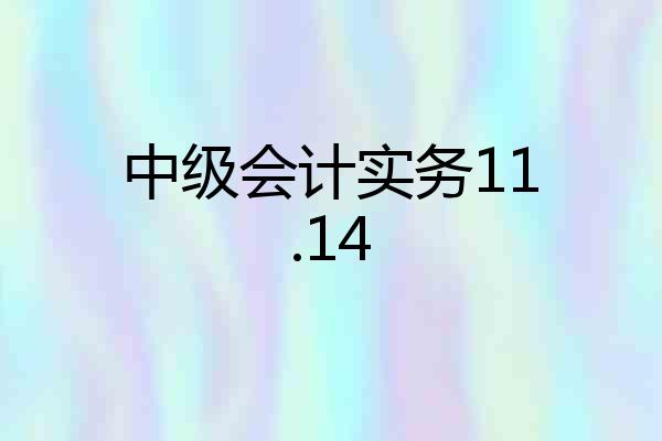中级会计实务11.14
