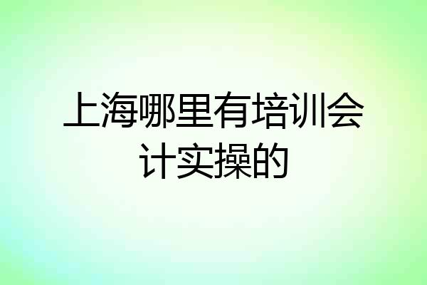 上海哪里有培训会计实操的