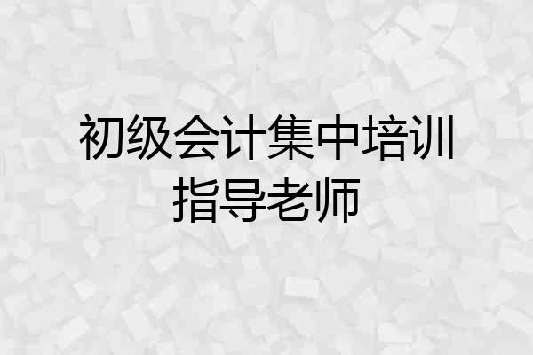初级会计集中培训指导老师