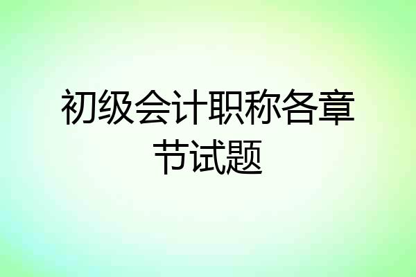 初级会计职称各章节试题