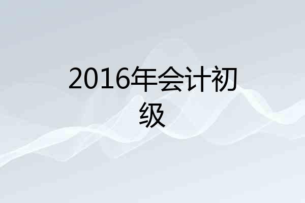 2016年会计初级
