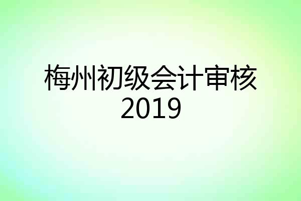 梅州初级会计审核2019