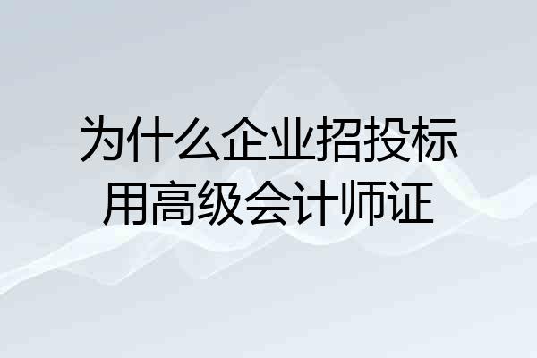 为什么企业招投标用高级会计师证